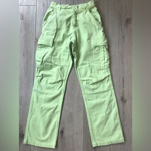 John Galt Brandy Melville Lime Green Cargo Pocket Pants 90s Grunge Punk
